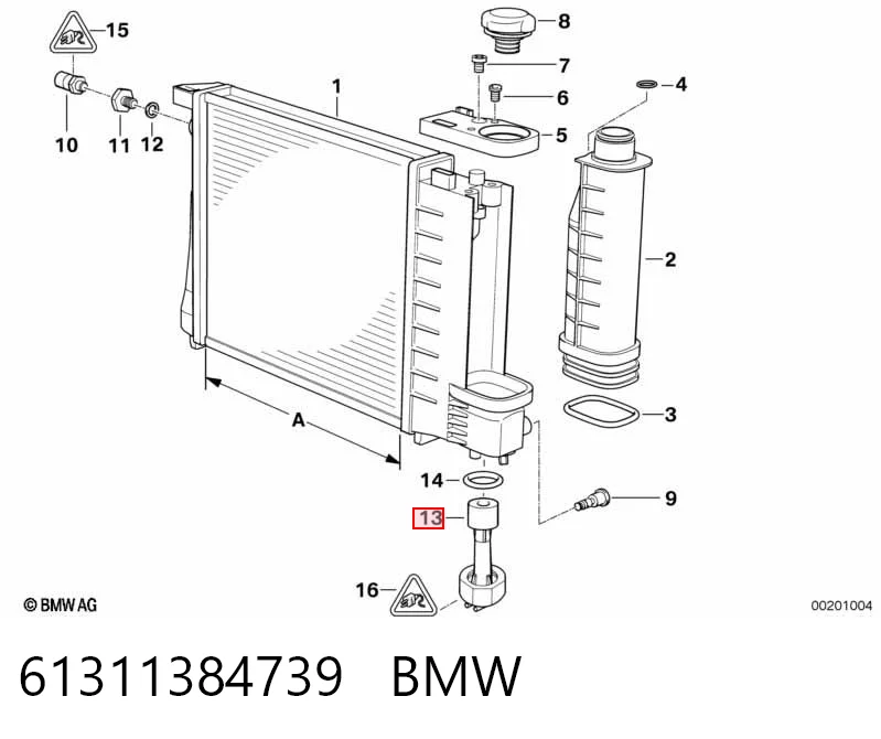 61311384739 BMW Датчик рівня охолоджуючої рідини в радіаторі