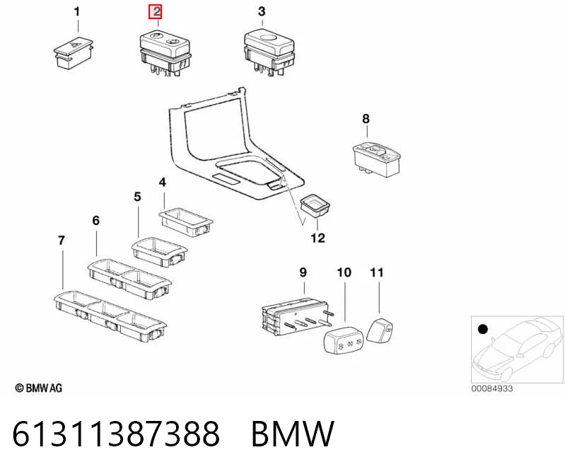 Кнопковий блок керування склопідіймачами задній лівий BMW 1387388 ціна, від 12.65 USD