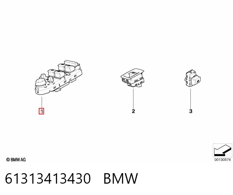 61313413430 BMW Кнопки переднього лівого склопід'ємника