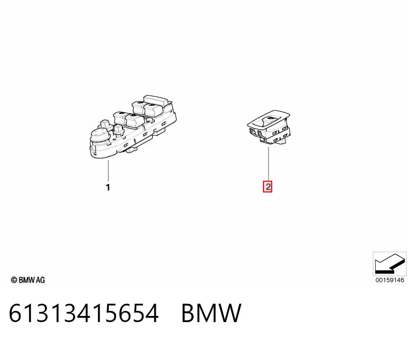 61313415654 BMW Кнопки переднього лівого склопід'ємника