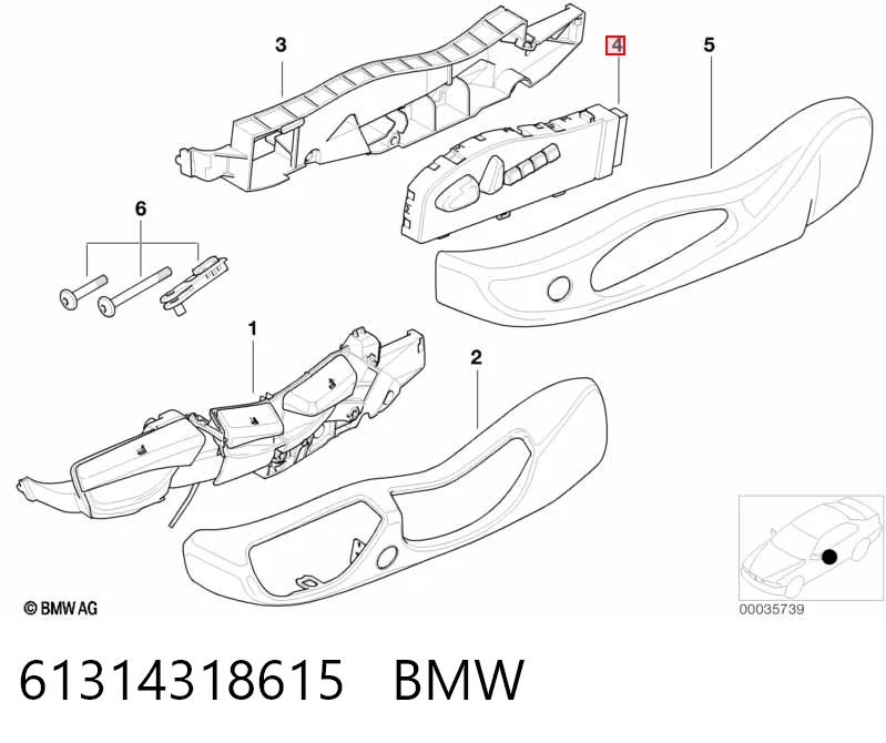 Блок кнопок механізму регулювання сидінь, лівий 61318245383 BMW