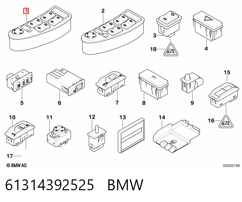 8360447 BMW Кнопки переднього лівого склопід'ємника
