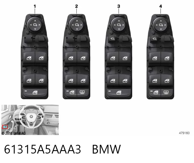 61315A5AAA3 BMW Кнопки переднього лівого склопід'ємника