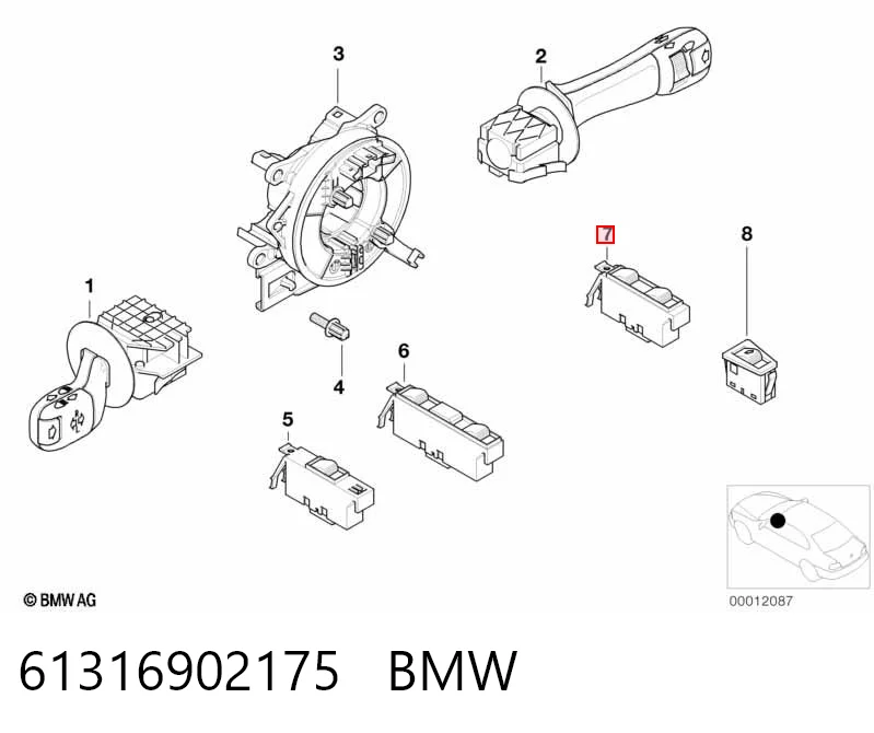 61316902175 BMW Кнопка підйомника переднього лівого скла