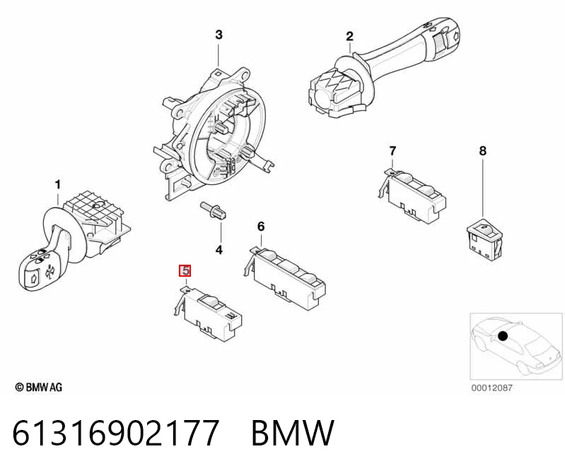 61316902177 BMW Кнопка підйомника переднього лівого скла