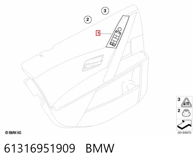 61316951909 BMW Кнопки переднього лівого склопід'ємника