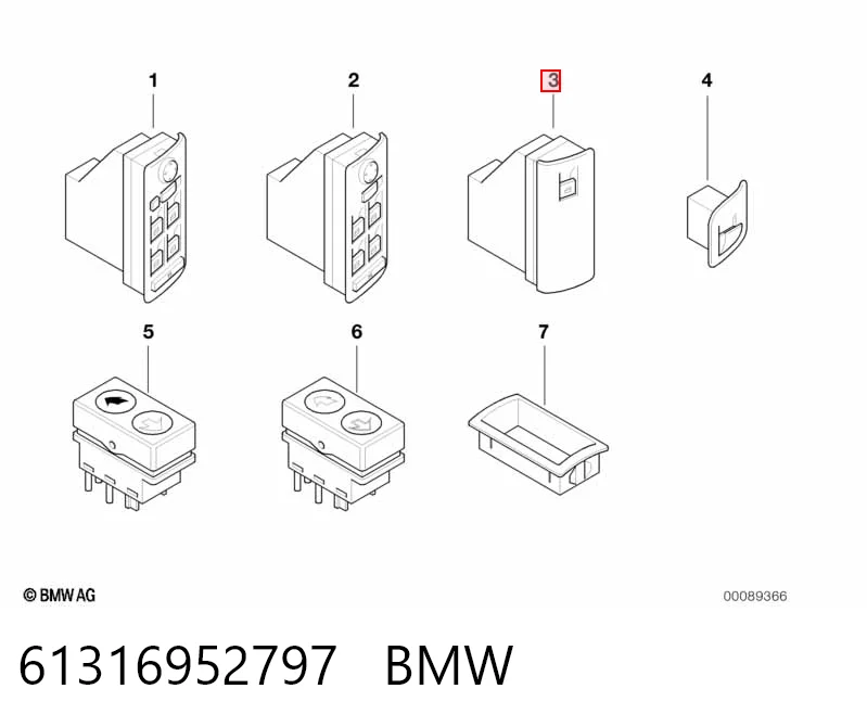 Купити 6925697 BMW Кнопковий блок керування склопідіймачами передній правий
