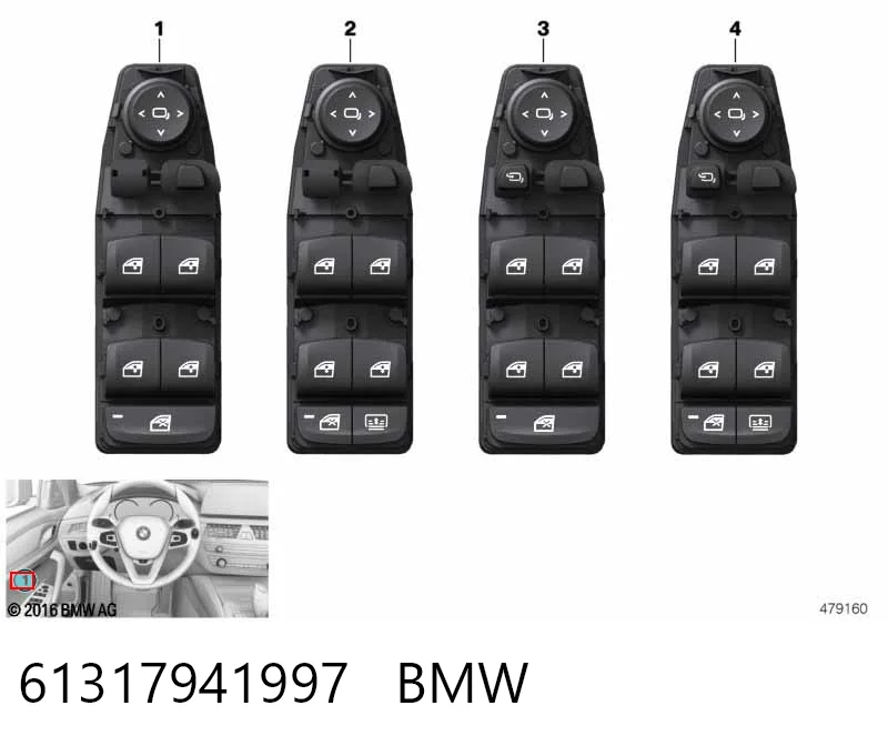 61317941997 BMW Кнопки переднього лівого склопід'ємника