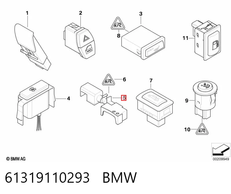61319110293 BMW Замок капота, правий