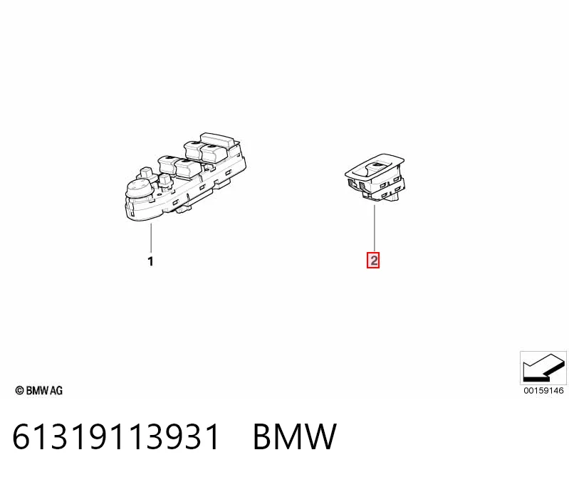 61319113931 BMW Кнопка підйомника переднього правого скла