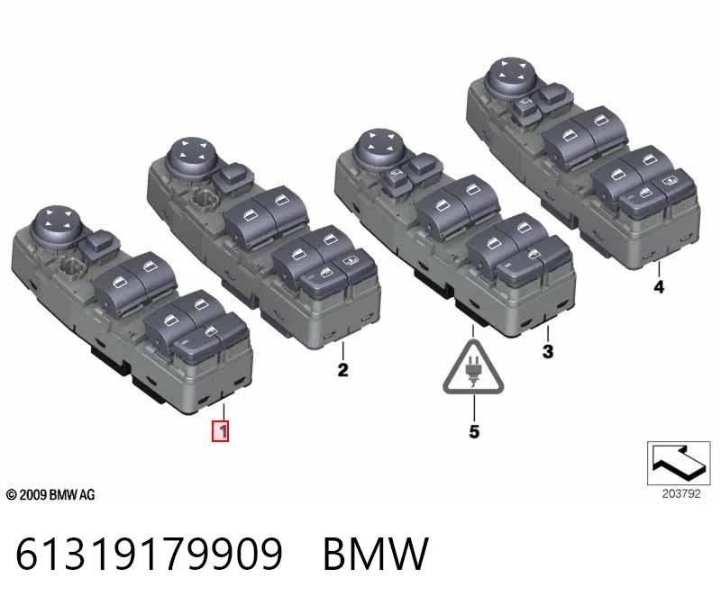61319179909 BMW Кнопка підйомника переднього лівого скла