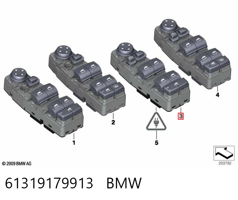61319179913 BMW Кнопки переднього лівого склопід'ємника