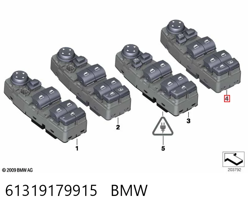 61319179915 BMW Кнопки переднього лівого склопід'ємника