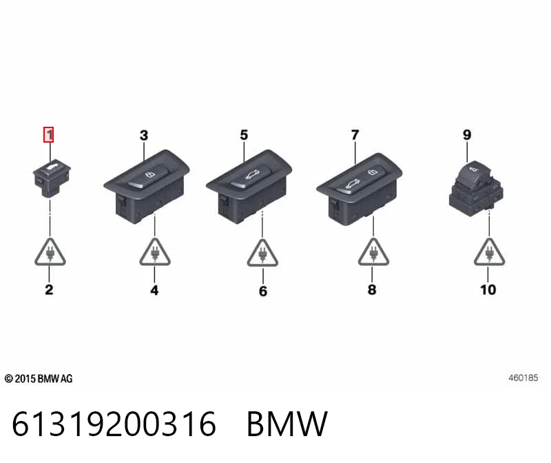 61319200316 BMW Кнопка салону приводу замка 3/5 дверей (ляди) / кришки багажника