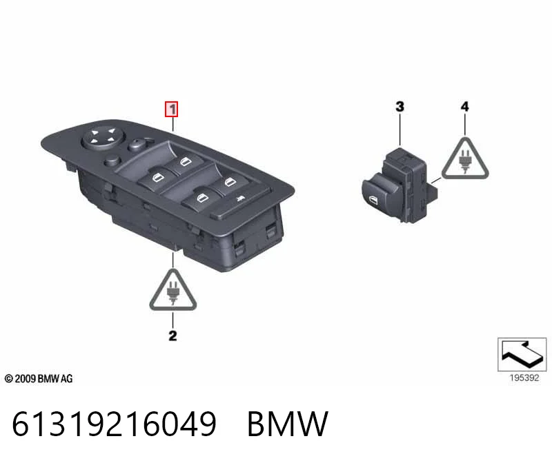 61319216049 BMW Кнопки переднього лівого склопід'ємника