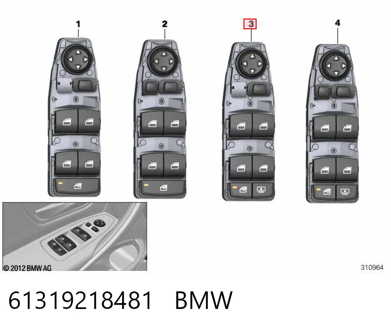 61319218481 BMW Кнопки переднього лівого склопід'ємника
