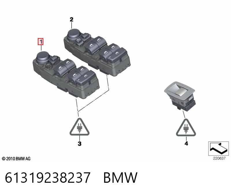 61319238237 BMW Кнопка підйомника переднього лівого скла