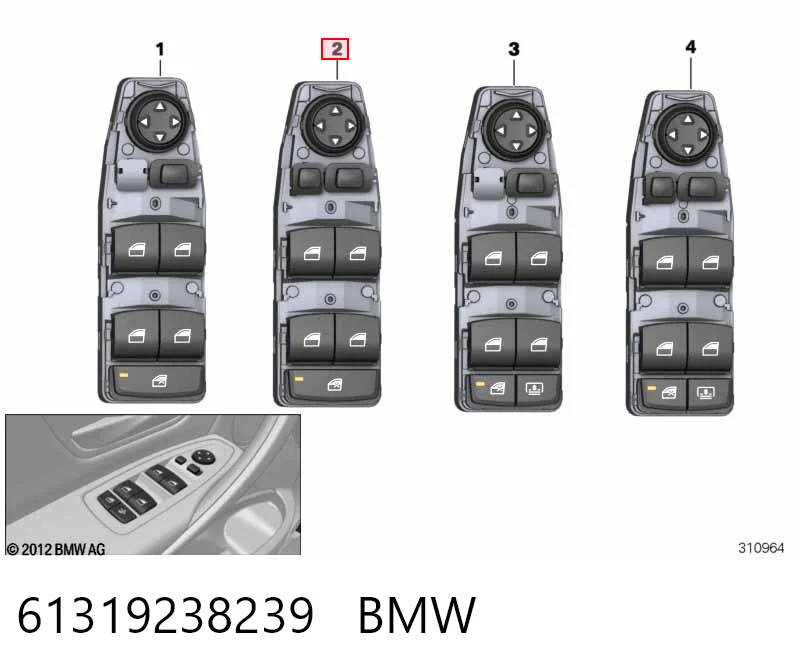 61319238239 BMW Кнопки переднього лівого склопід'ємника