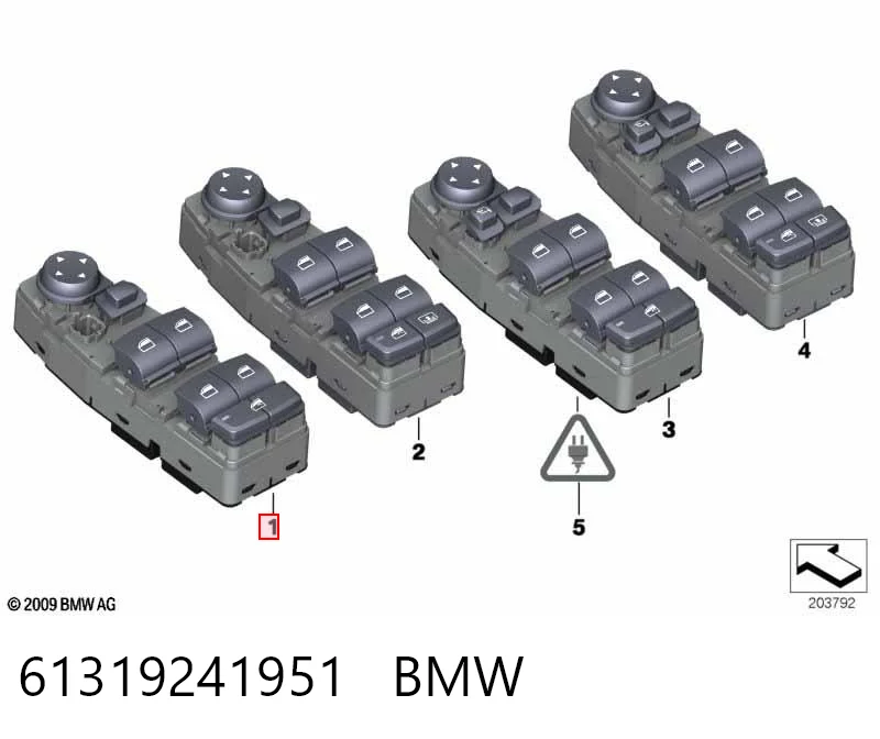 61319241951 BMW Кнопки переднього лівого склопід'ємника