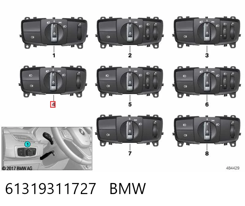 Купити 9311727 BMW Перемикач світла фар, на "торпеді"