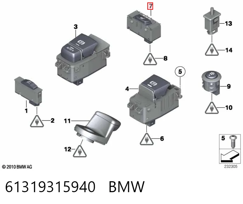 9384806 BMW Кнопка вкл.обогрева сидіння