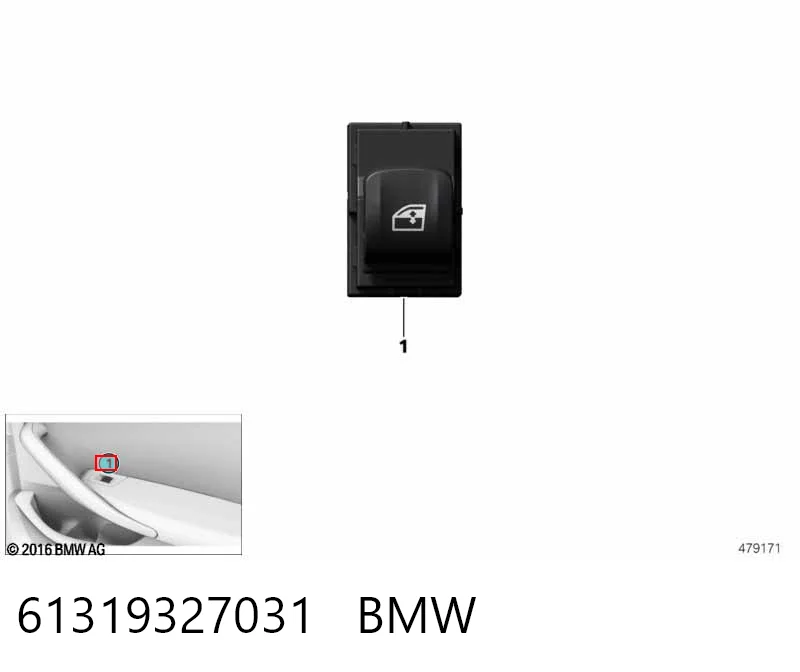 61319327031 BMW Кнопка підйомника переднього правого скла