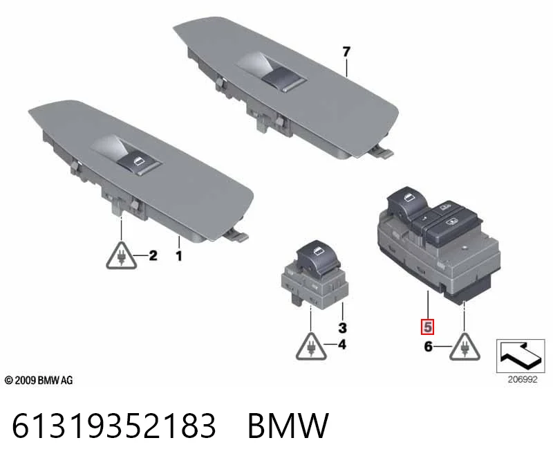61319352183 BMW Кнопки заднього склопід'ємника