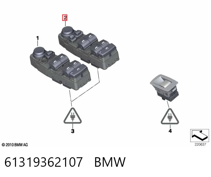 61319362107 BMW Кнопки переднього лівого склопід'ємника