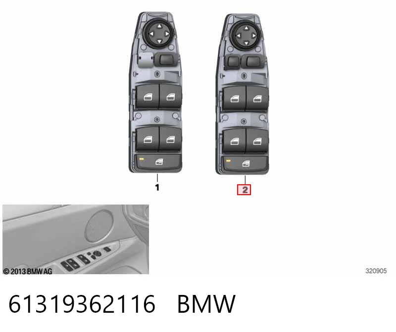 61319362116 BMW Кнопки переднього лівого склопід'ємника