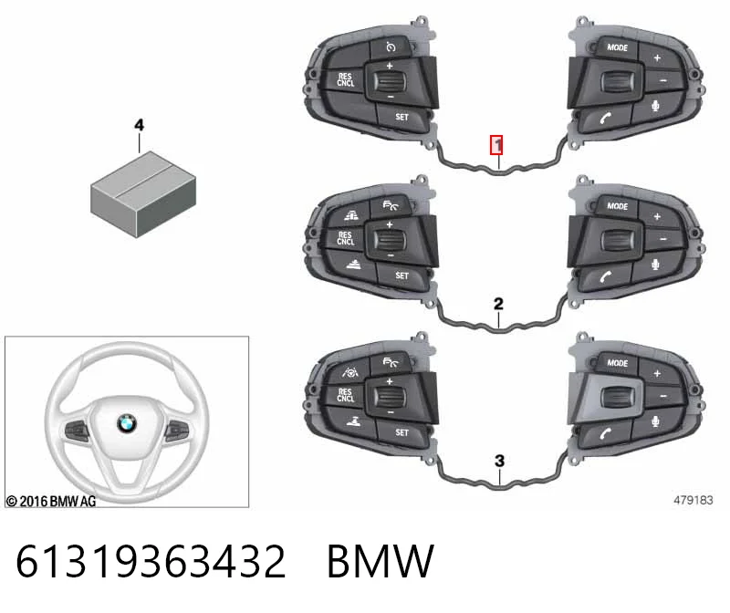 61319363432 BMW Блок кнопкових перемикачів рульового колеса