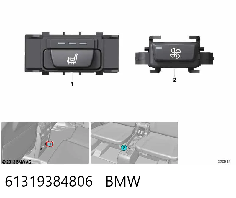 Купити 9384806 BMW Кнопка вмикання обігріву сидіння