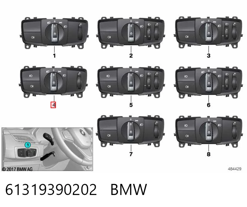 Перемикач світла фар, на "торпеді" 9311727 BMW