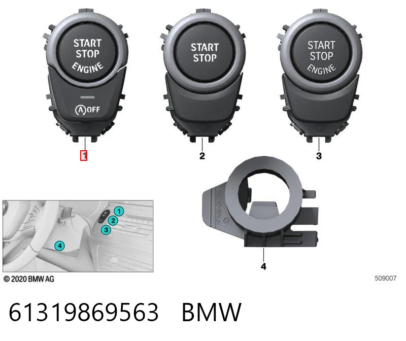 9869563 BMW Кнопка запуску двигуна