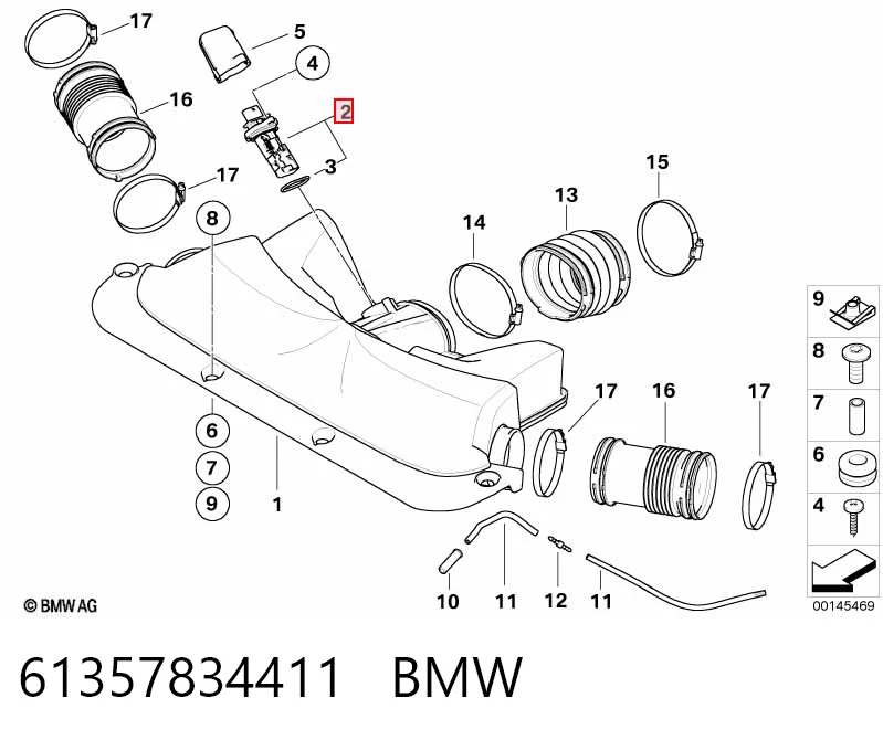 61357834411 BMW Датчик витрати повітря