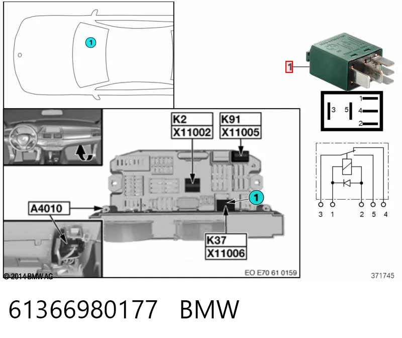 61366980177 BMW Реле вентилятора