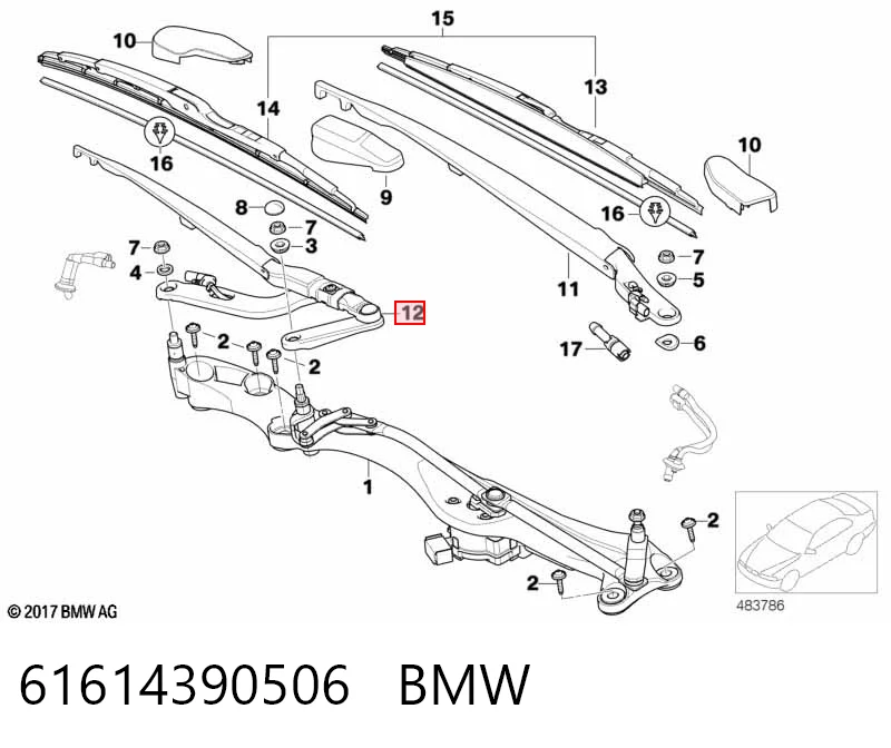 Ричаг склоочисника BMW 7 седан (E65, E66, E67) (2001 - 2008) ціна, від 70.68 USD