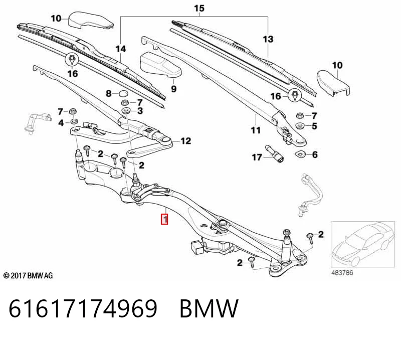 Трапеція склоочисника на BMW 7  E65, E66, E67
