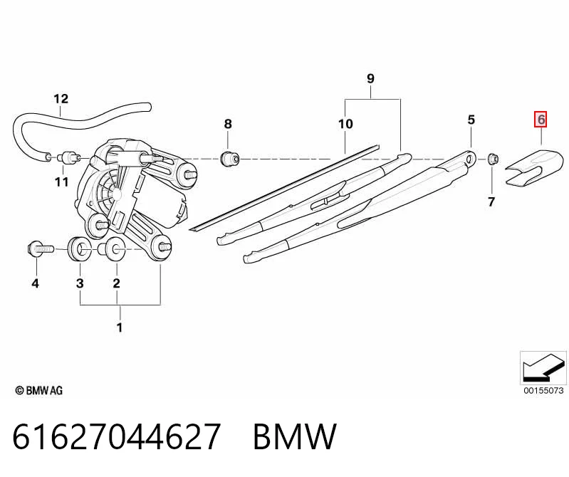 61627044627 BMW Важіль-поводок двірника заднього скла