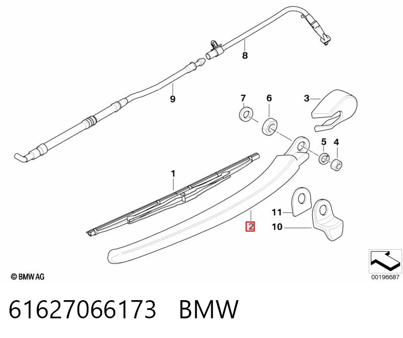 61627066173 BMW Важіль-поводок двірника заднього скла