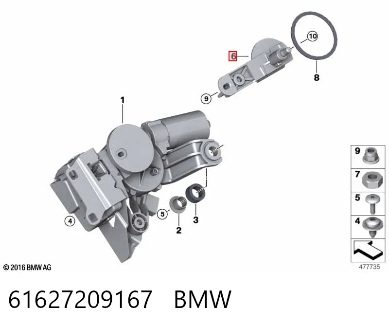 61627209167 BMW Механізм склоочисника заднього скла