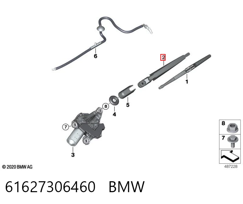 61627306460 BMW Важіль-поводок двірника заднього скла