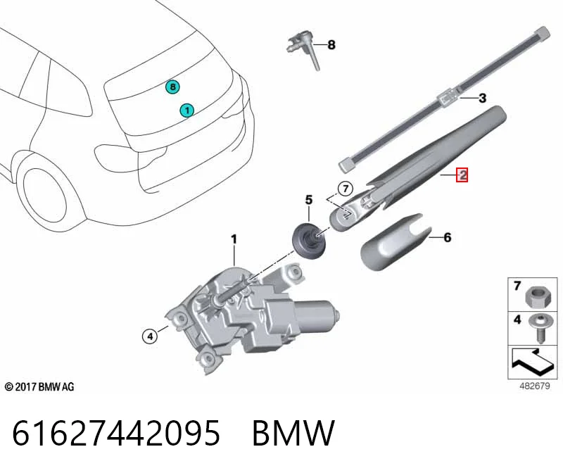 61627442095 BMW Важіль-поводок двірника заднього скла