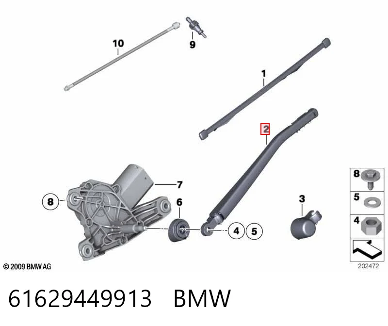 61629449913 BMW Важіль-поводок двірника заднього скла