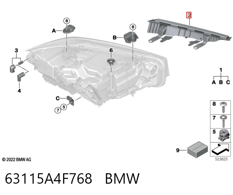 63115A4F768 BMW Кронштейн-адаптер кріплення фари передньої, правої