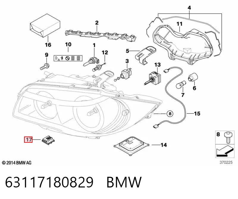 63117180829 BMW ЕБУ управління адаптивного освітлення правої фари
