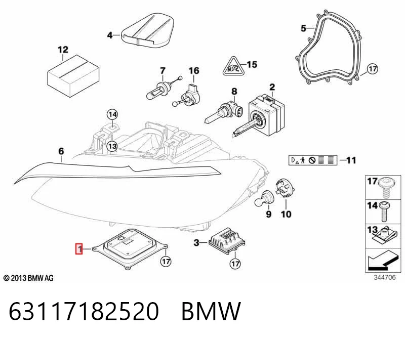 63117182520 BMW Блок управління фарами