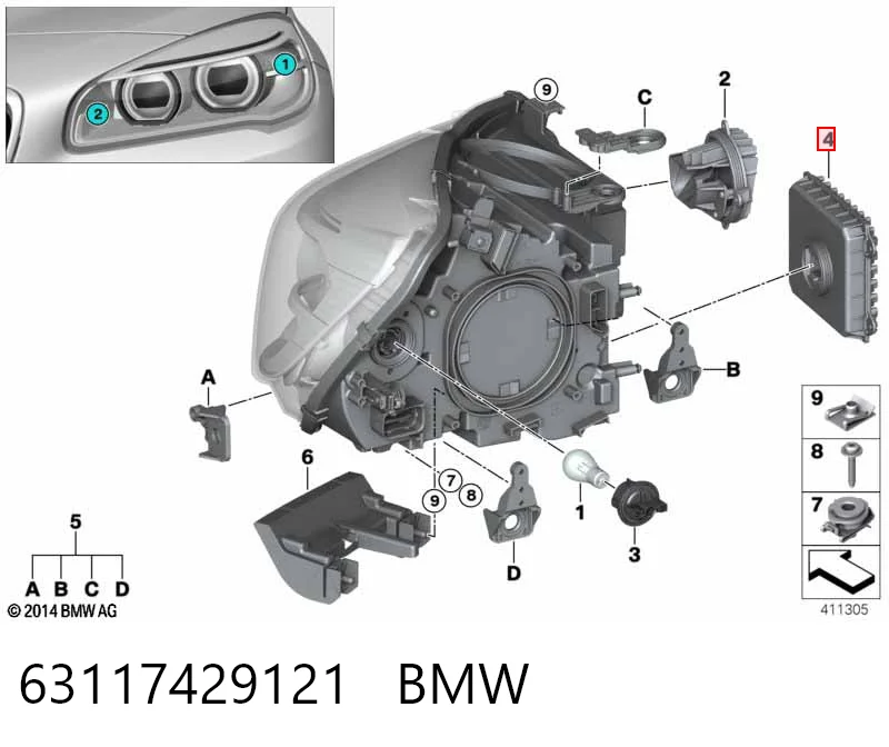 63117429121 BMW Модуль керування (ЕБУ) світлом фар