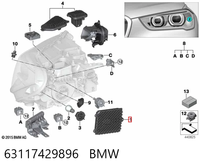 63117429896 BMW Блок упавленія автосвітла