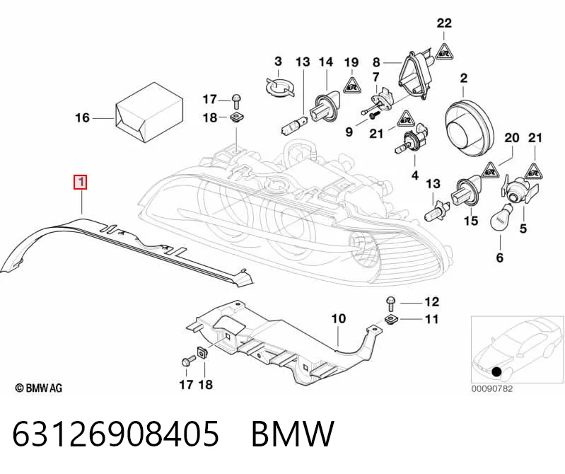 63126908405 BMW Ущільнювач фари лівої