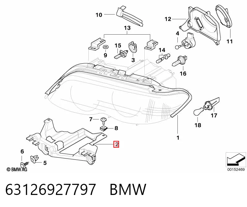 63126927797 BMW Кріплення фари передньої, лівої